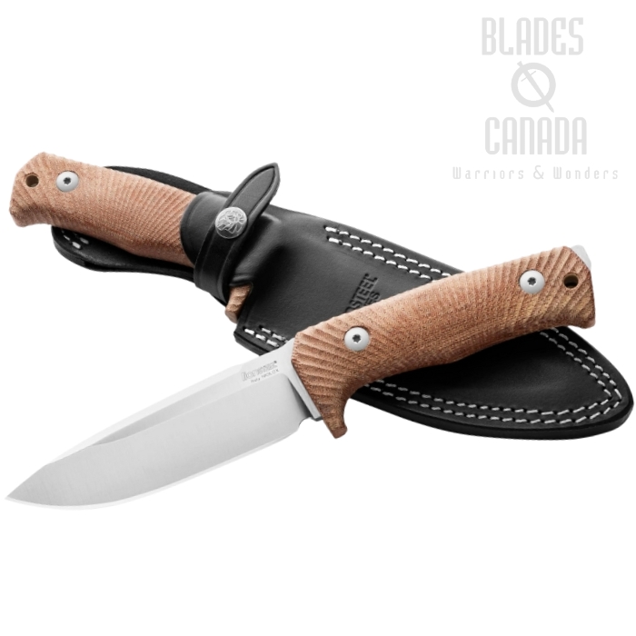 Lion Steel T5 Fixed Blade Knife, Niolox Satin, Micarta Natural, Leather Sheath T5 CVN